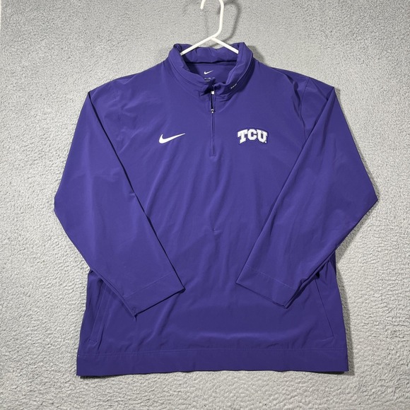 TCU Horned Frogs Mens XXL Team Issued Nike 1/4 Zip Windbreaker Jacket Purple #72 - Picture 1 of 10
